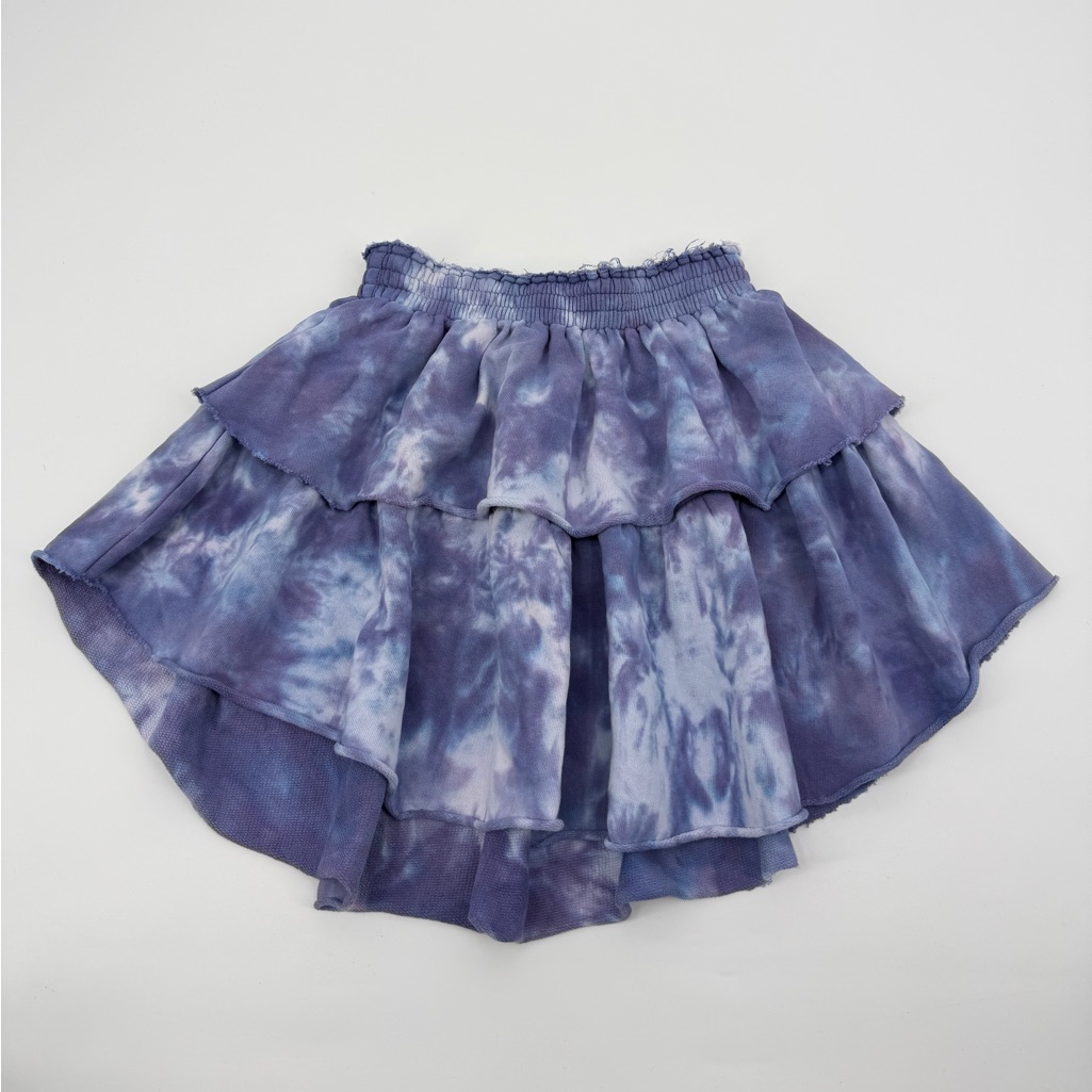 Loveshackfancy Ruffle Hand Dyed Mini Skirt Blue Size S